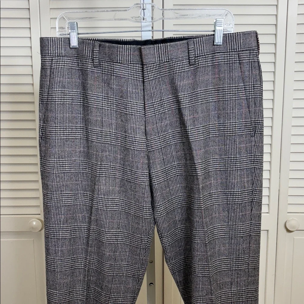 J. Crew Men's Ludlow Checkered English Wool Dress Slim Pants Size 33 x 32